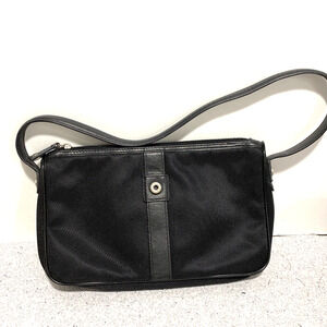 ECCO Nylon & Leather Small Mini Shoulder Bag Purse Handbag Zip Closure Travel